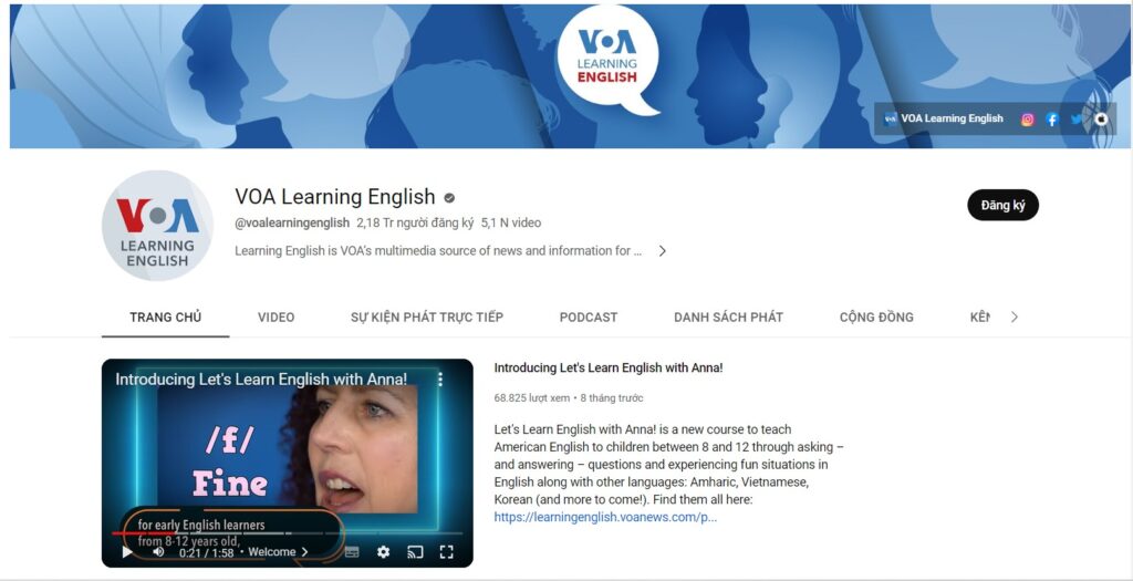 Học tiếng anh hiệu quả qua Kênh VOA Learning English