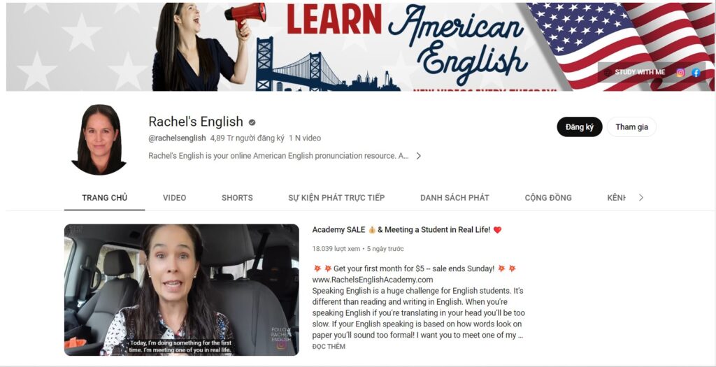 học tiếng anh hiệu quả qua Rachel's English