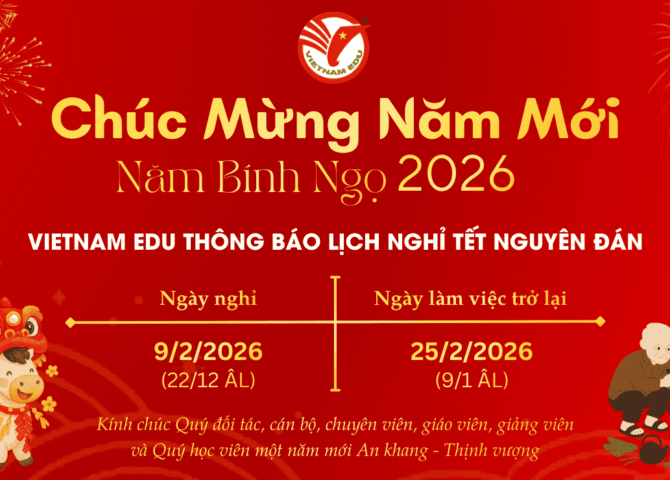 Vietnam Edu chúc mừng năm mới 2026 Bính Ngọ