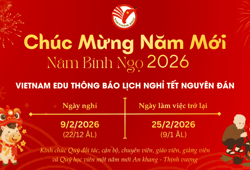 Vietnam Edu chúc mừng năm mới 2026 Bính Ngọ