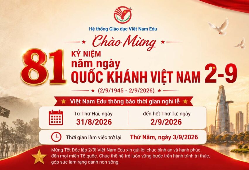 Hệ thống giáo dục Việt Nam Edu chào mừng kỉ niệm 81 năm Quốc Khánh Việt Nam 2-9